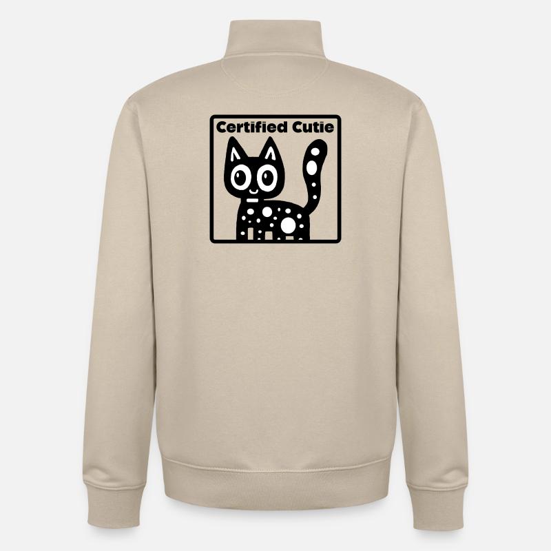 Chat Surcharge de Mignonnerie - Sweat zippé unisexe en coton bio Stanley/Stella - beige crème