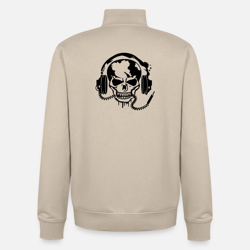 Un crâne avec un casque - Sweat zippé unisexe en coton bio Stanley/Stella - beige crème