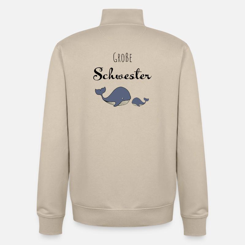 Große Schwester Wal - Unisex Organic Zip Sweatshirt von Stanley/Stella - Cremebeige