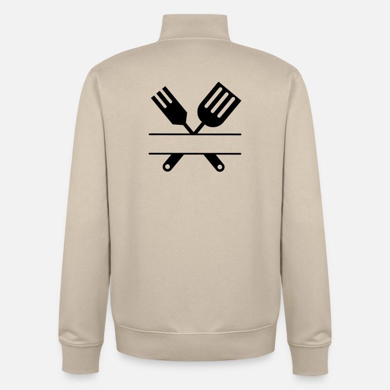 Grill-Emblem Besteck Monogramm - Unisex Organic Zip Sweatshirt von Stanley/Stella - Cremebeige