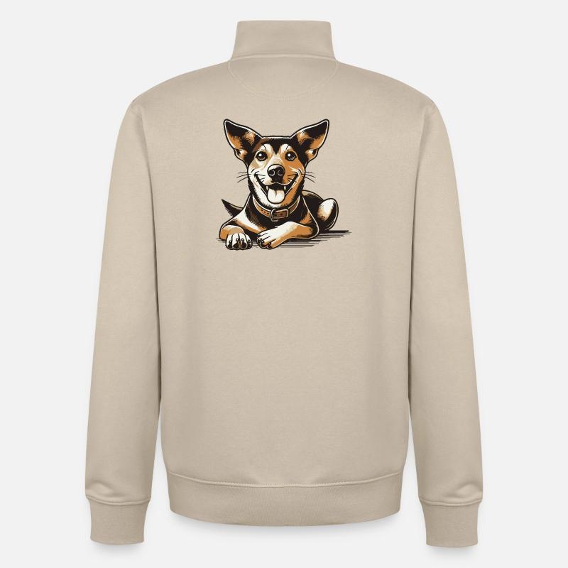 Chien de Caroline - Sweat zippé unisexe en coton bio Stanley/Stella - beige crème