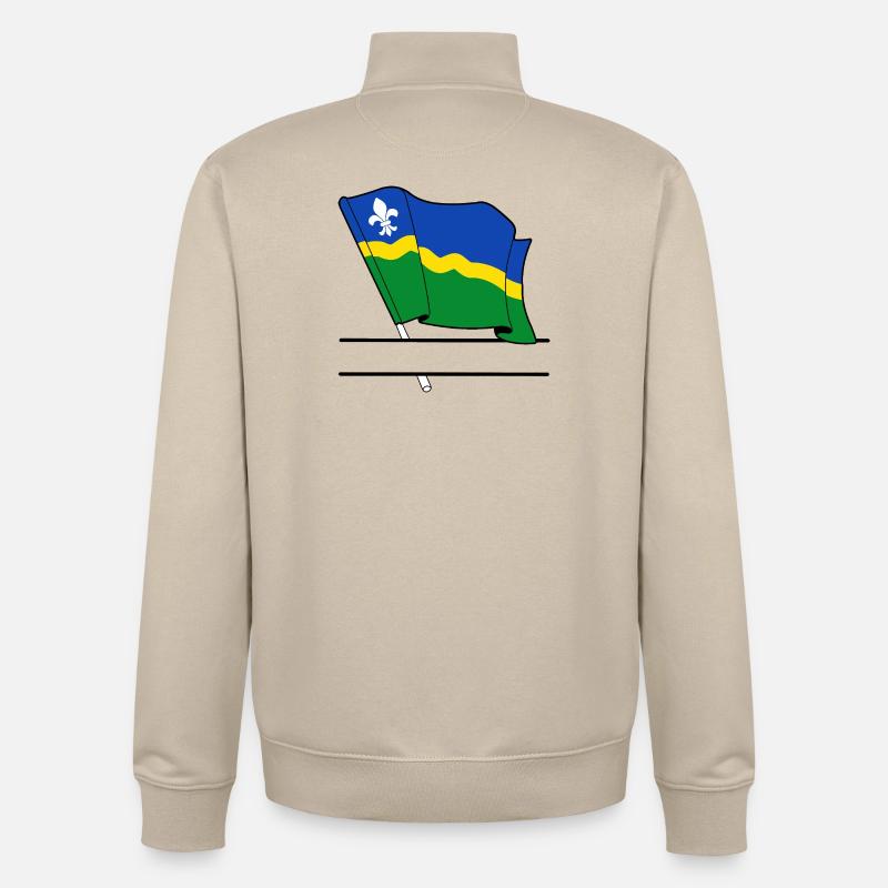 Drapeau Flevoland bannière de texte - Sweat zippé unisexe en coton bio Stanley/Stella - beige crème