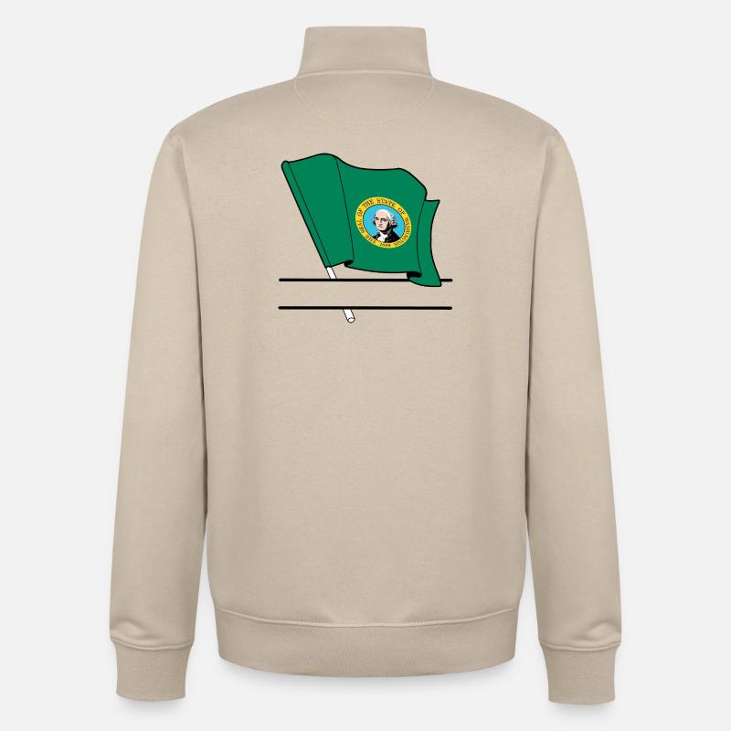Drapeau Washington bannière de texte - Sweat zippé unisexe en coton bio Stanley/Stella - beige crème