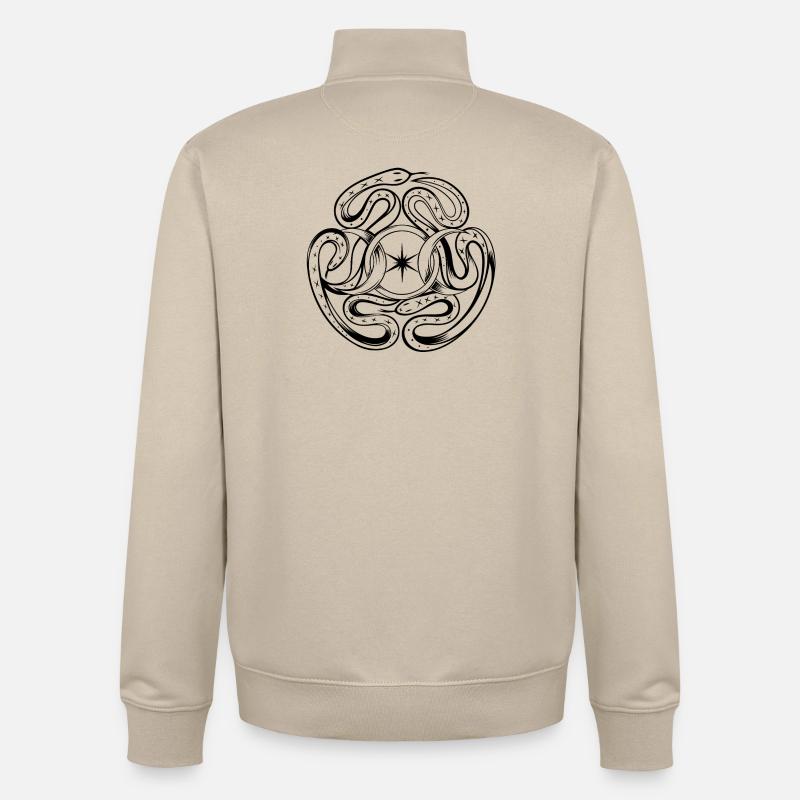Serpents avec roue d’Hécate - Sweat zippé unisexe en coton bio Stanley/Stella - beige crème