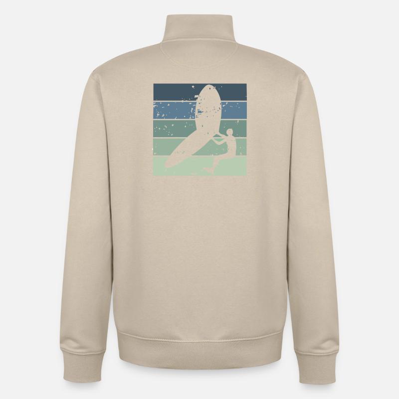 Silhouette Wingfoiler avec planche de surf - Sweat zippé unisexe en coton bio Stanley/Stella - beige crème
