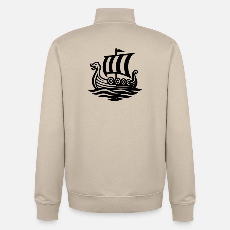 Wikingerschiff Drachenboot Wikinger - Unisex Organic Zip Sweatshirt von Stanley/Stella - Cremebeige