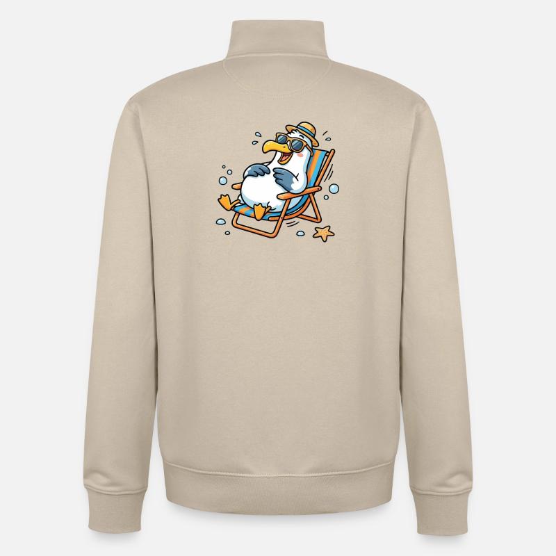 Relaxte Möwe am Strand - Unisex Organic Zip Sweatshirt von Stanley/Stella - Cremebeige