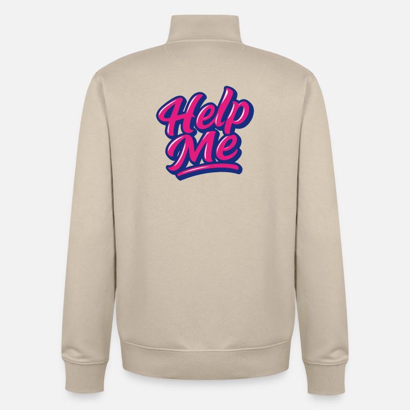 Help Me Neon Script - Unisex Organic Zip Sweatshirt by Stanley/Stella - desert dust