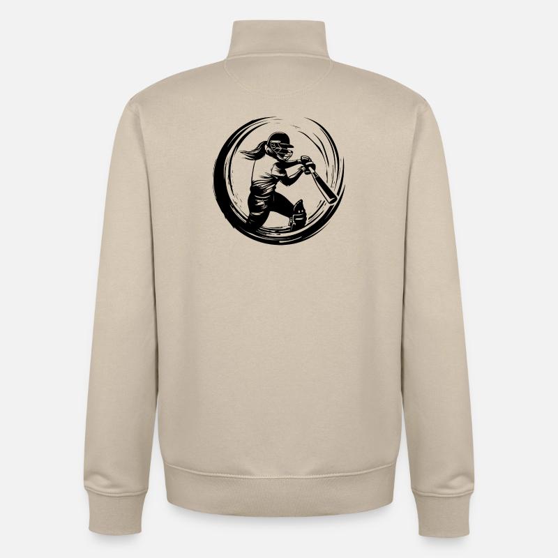 Silhouette de la femme de cricket - Sweat zippé unisexe en coton bio Stanley/Stella - beige crème