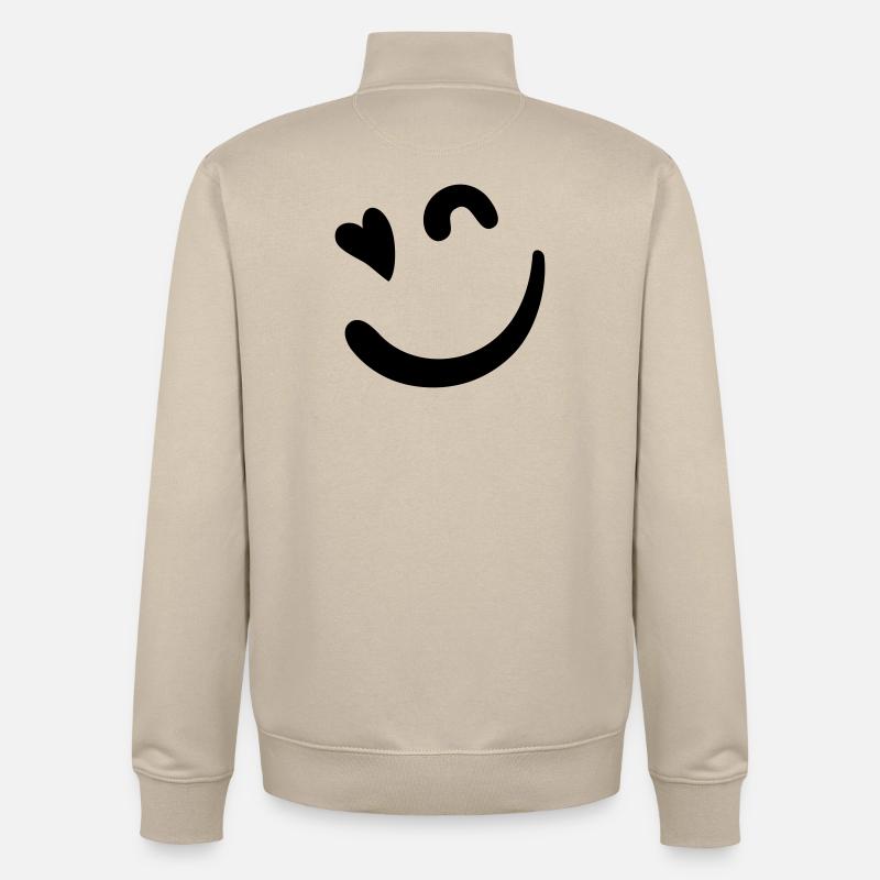 Logo Beacon – Vert néon - Sweat zippé unisexe en coton bio Stanley/Stella - beige crème