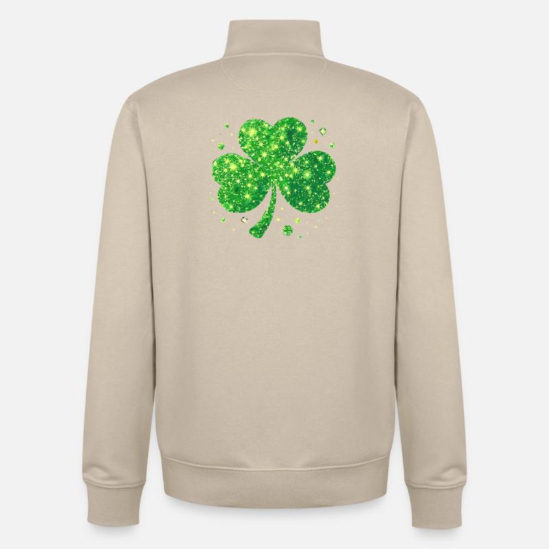Fête de la Saint-Patrick Trèfle Lucky - Sweat zippé unisexe en coton bio Stanley/Stella - beige crème