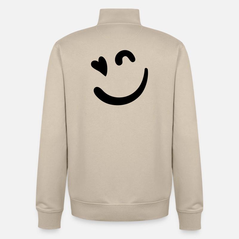 Logo Beacon – Rose néon - Sweat zippé unisexe en coton bio Stanley/Stella - beige crème