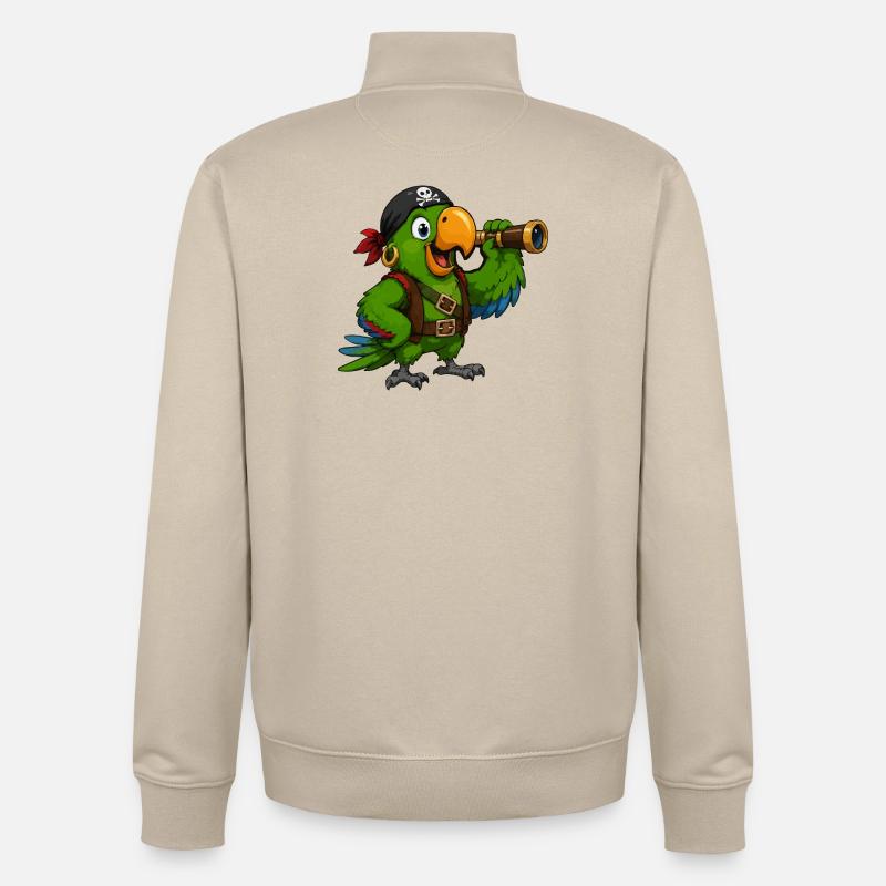 Piratenvogel mit Spektiv - Unisex Organic Zip Sweatshirt von Stanley/Stella - Cremebeige