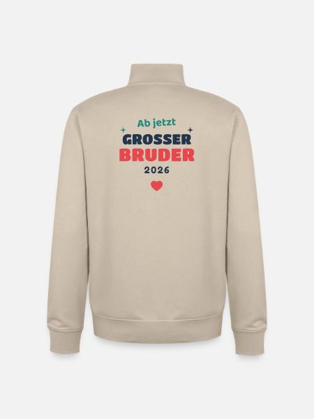 Einschulung 2026 Bruder - Schulkind Geschenk Schul - Unisex Organic Zip Sweatshirt von Stanley/Stella - Cremebeige