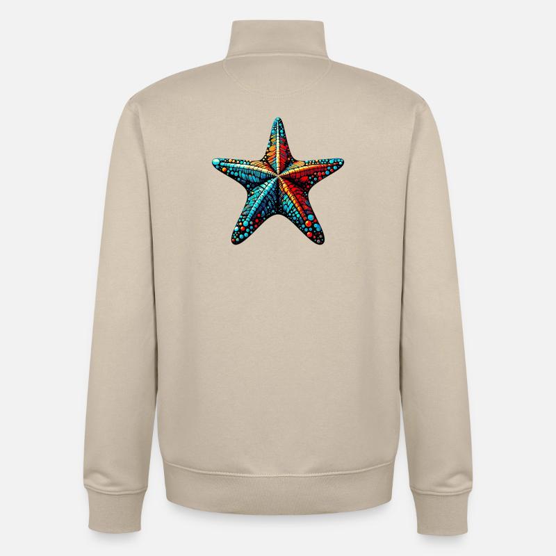 Étoile de mer - Sweat zippé unisexe en coton bio Stanley/Stella - beige crème
