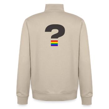 Pride Question Mark Graphic - Unisex Organic Zip Sweatshirt by Stanley/Stella - desert dust - Back - AI Model Male 185 dark (185cm)