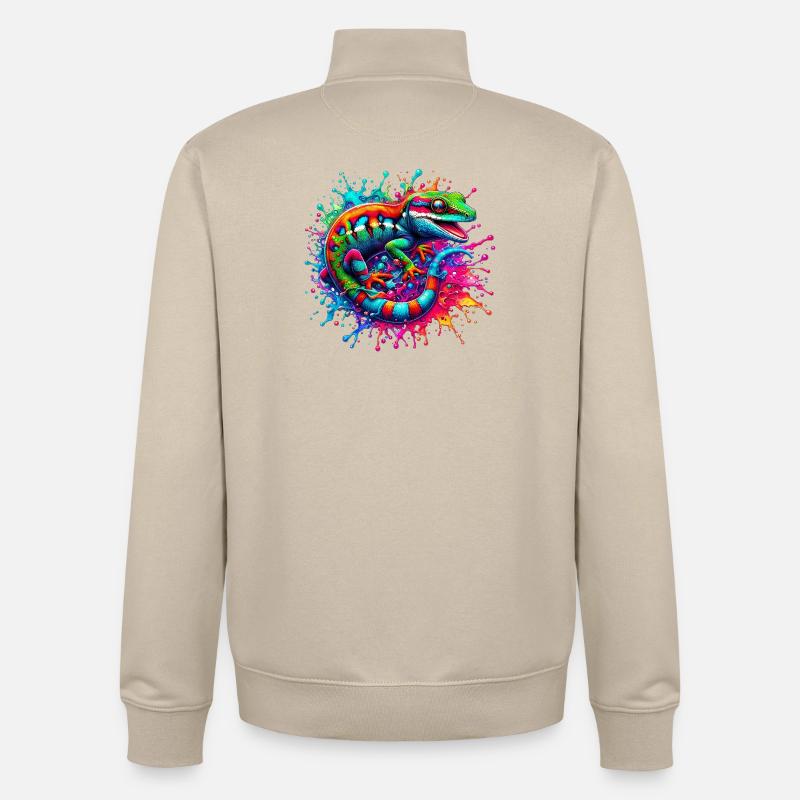 Gecko - Sweat zippé unisexe en coton bio Stanley/Stella - beige crème