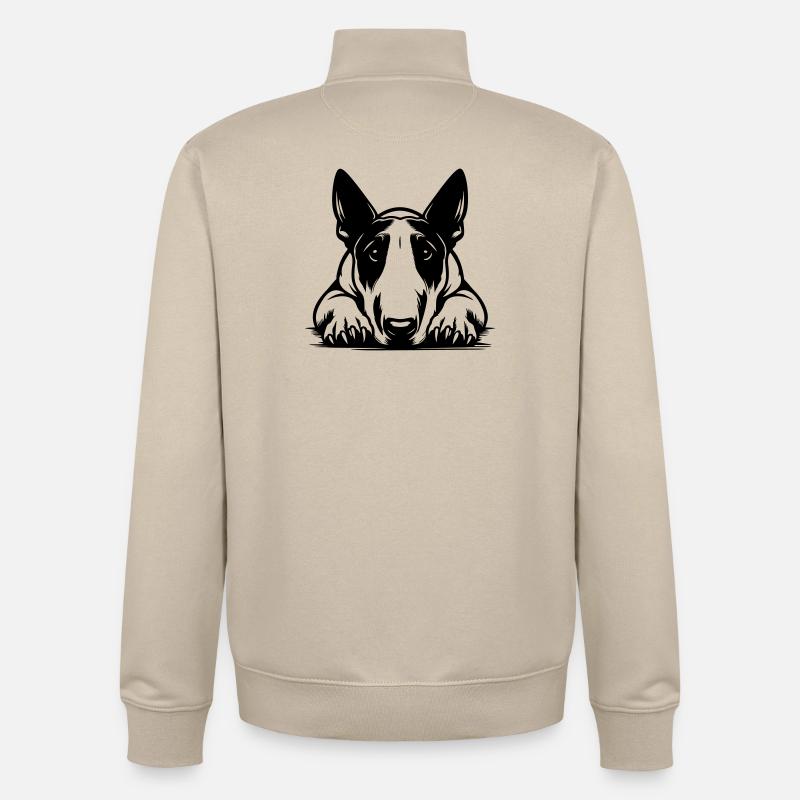 Bullterrier Kopf mit Pfoten - Unisex Organic Zip Sweatshirt von Stanley/Stella - Cremebeige