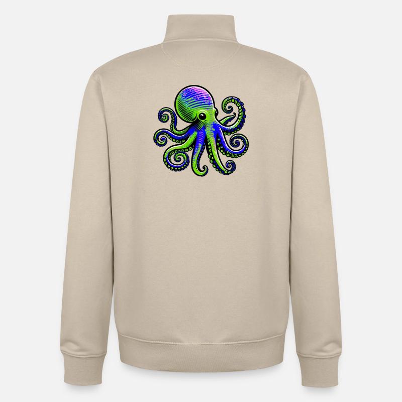Pieuvre - Sweat zippé unisexe en coton bio Stanley/Stella - beige crème
