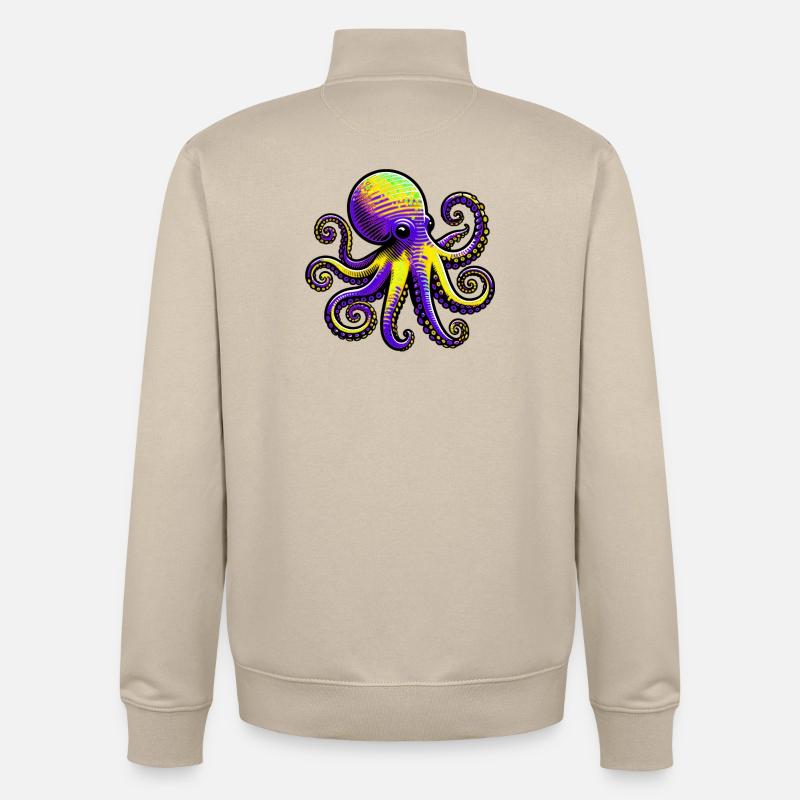 Pieuvre - Sweat zippé unisexe en coton bio Stanley/Stella - beige crème