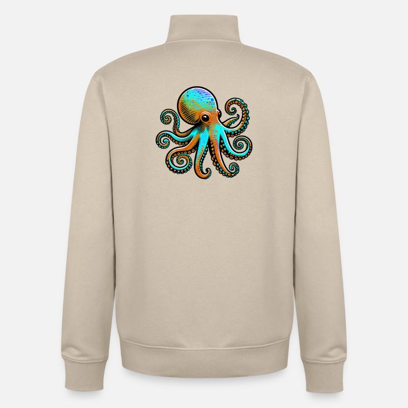 Pieuvre - Sweat zippé unisexe en coton bio Stanley/Stella - beige crème