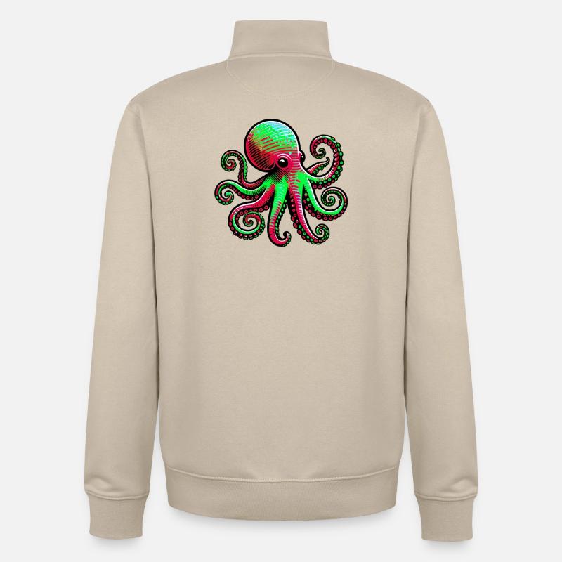 Pieuvre - Sweat zippé unisexe en coton bio Stanley/Stella - beige crème