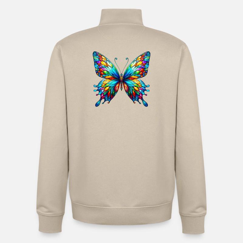Papillon - Sweat zippé unisexe en coton bio Stanley/Stella - beige crème