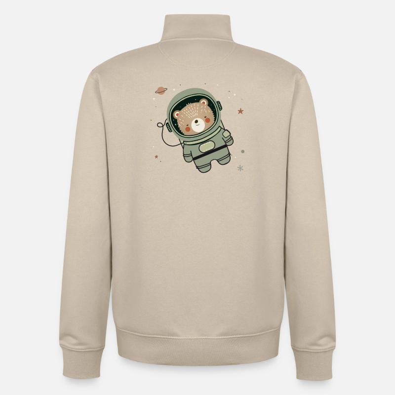Ours astronaute mignon dans l’espace - Sweat zippé unisexe en coton bio Stanley/Stella - beige crème