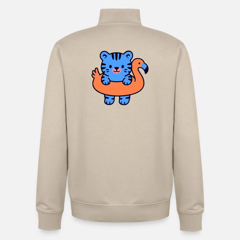 Kleiner schwebender blauer Tiger - Unisex Organic Zip Sweatshirt von Stanley/Stella - Cremebeige