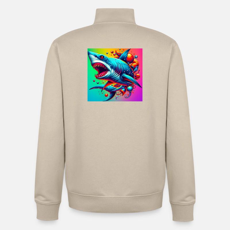 Requin - Sweat zippé unisexe en coton bio Stanley/Stella - beige crème