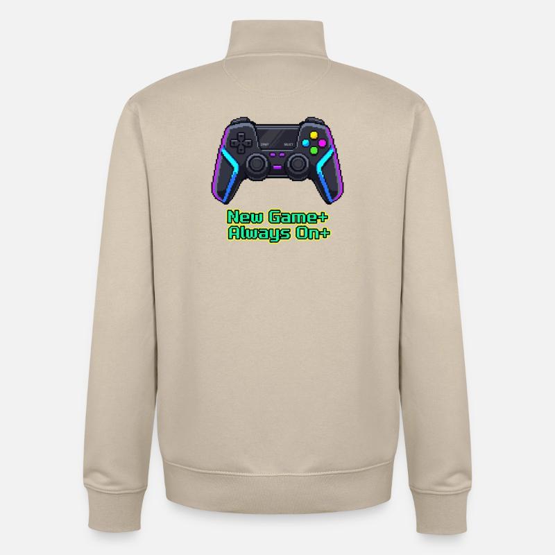 Neon Pixel Controller New Game Plus - Sweat zippé unisexe en coton bio Stanley/Stella - beige crème