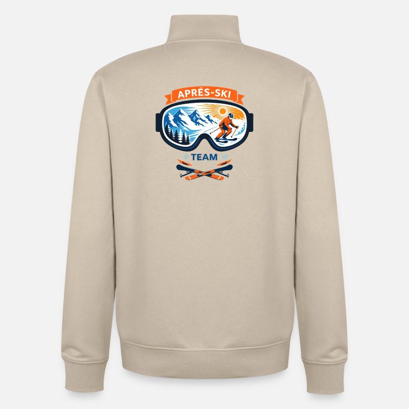 Après Ski Team Comic Design - Sweat zippé unisexe en coton bio Stanley/Stella - beige crème