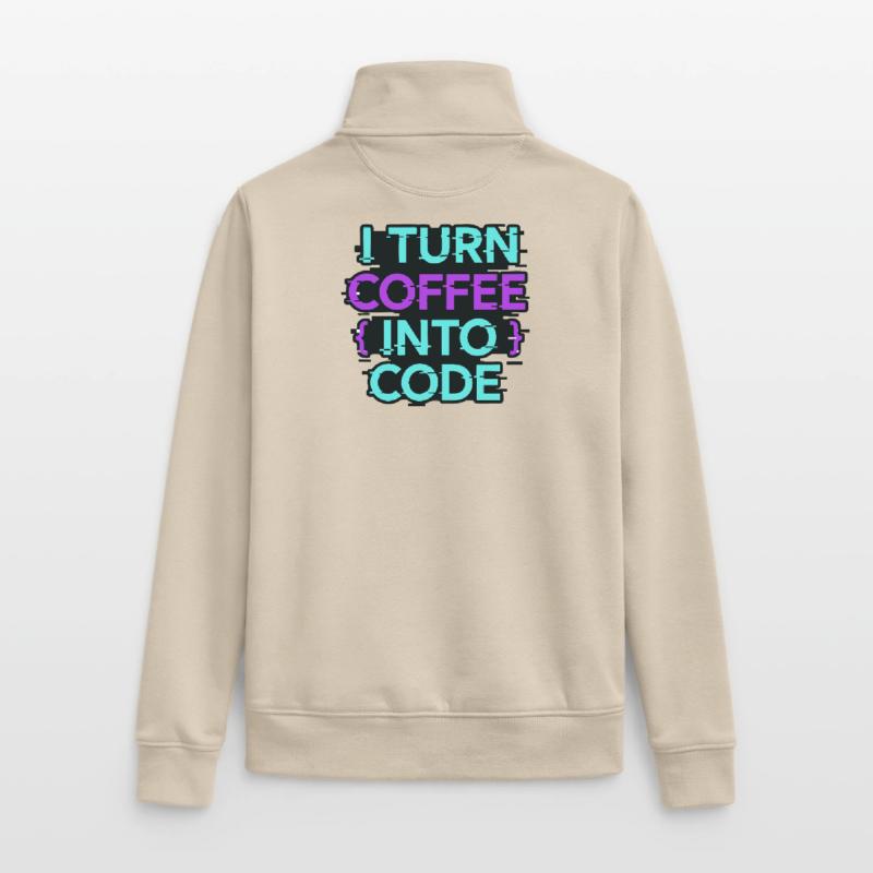Je transforme le café en code Sweat zippé unisexe en coton bio Stanley/Stella