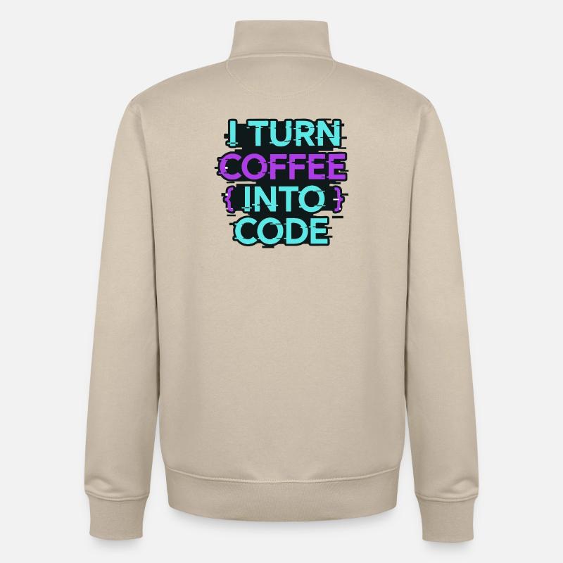 Ich verwandle Kaffee in Code - Unisex Organic Zip Sweatshirt von Stanley/Stella - Cremebeige