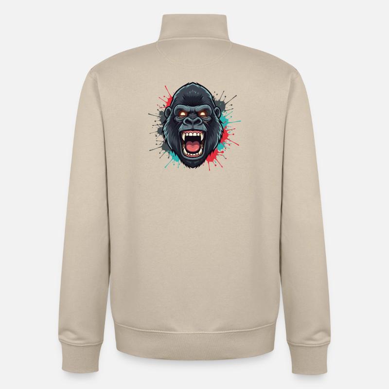 Explosion de couleur du rugissement du singe - Sweat zippé unisexe en coton bio Stanley/Stella - beige crème