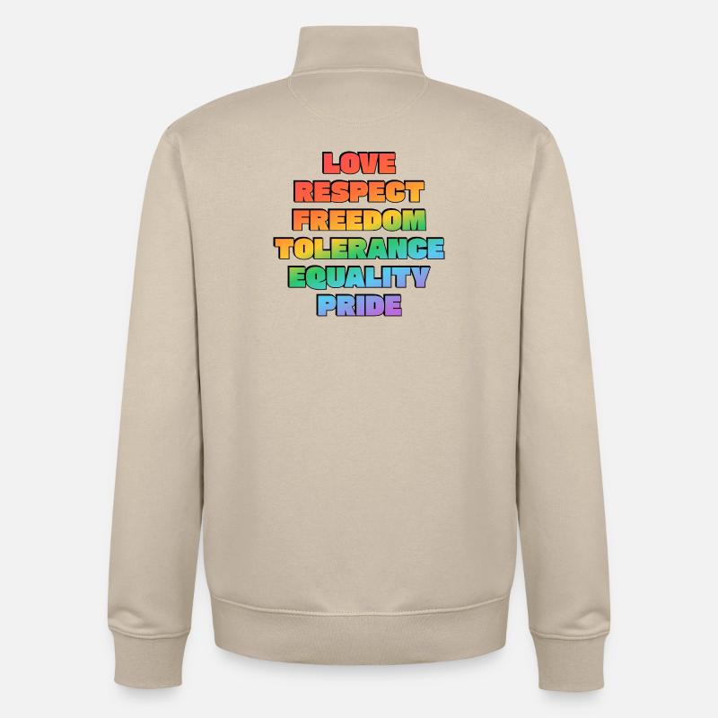 Rainbow Pride Values - Unisex Organic Zip Sweatshirt by Stanley/Stella - desert dust