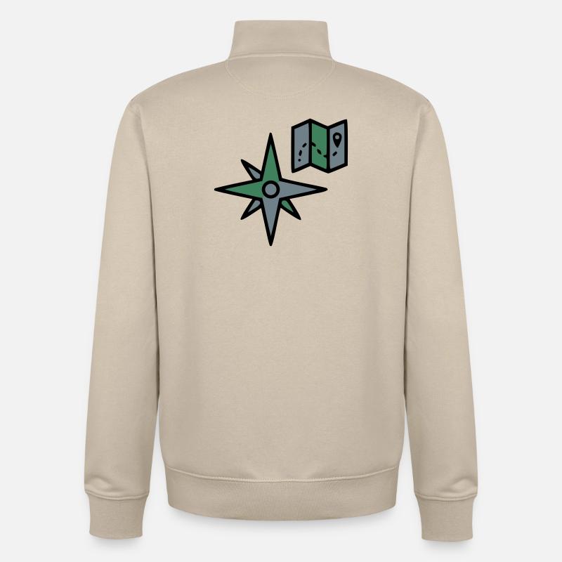 Carte Compass Randonnée Géocaching Survivance - Sweat zippé unisexe en coton bio Stanley/Stella - beige crème
