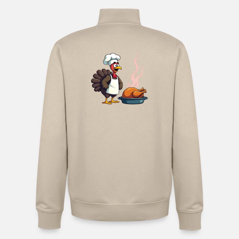 Cuisinier de dinde de Thanksgiving - Sweat zippé unisexe en coton bio Stanley/Stella - beige crème