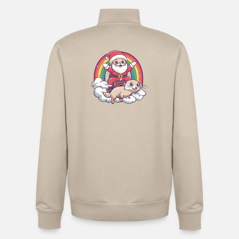 Noël du Père Noël Suricate - Sweat zippé unisexe en coton bio Stanley/Stella - beige crème