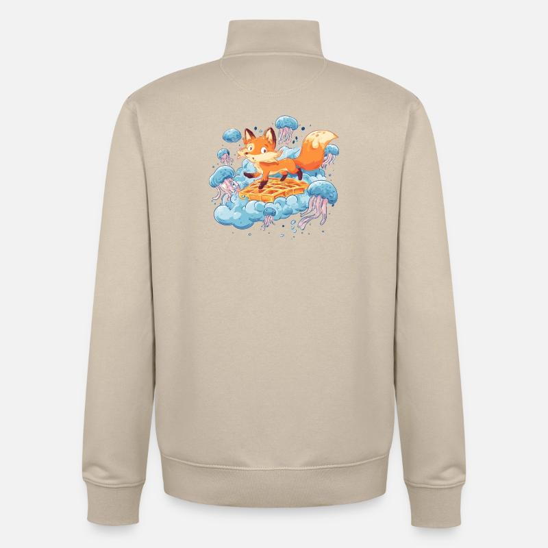 Fox on Waffle Dream - Sweat zippé unisexe en coton bio Stanley/Stella - beige crème