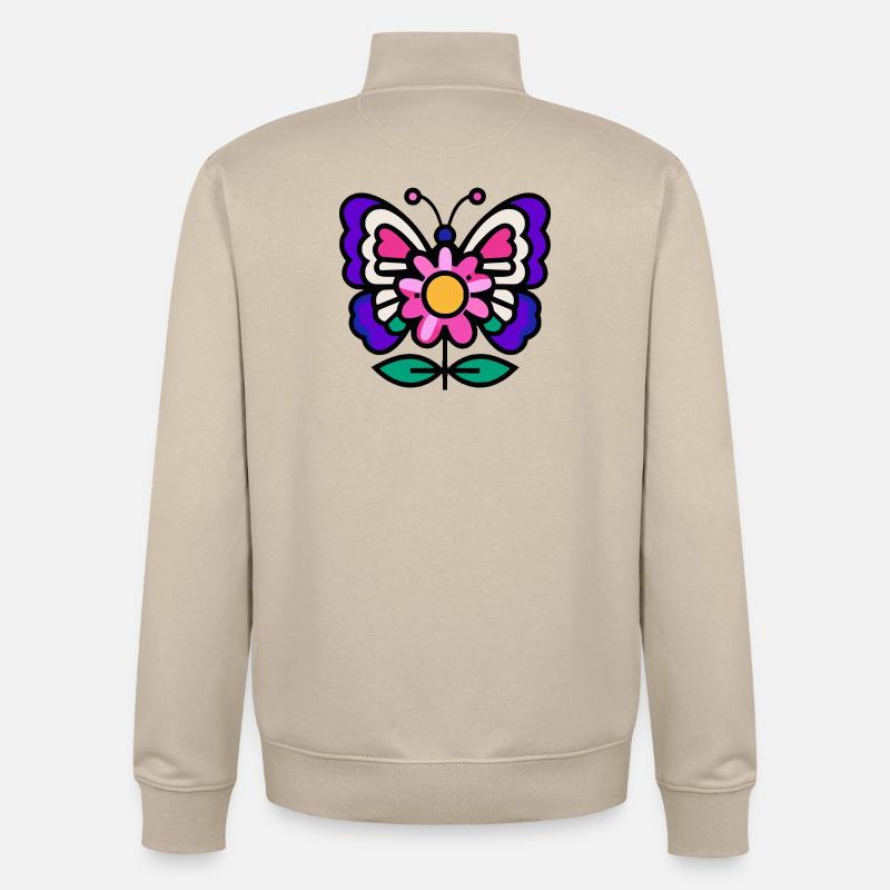 Papillon sur fleur - Sweat zippé unisexe en coton bio Stanley/Stella - beige crème