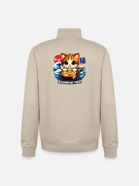 Cat in Ramen we trust - Unisex Organic Zip Sweatshirt by Stanley/Stella - desert dust