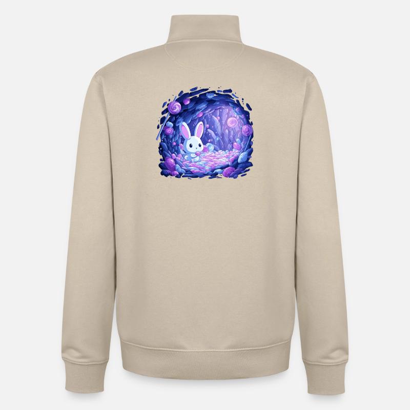 Sucre Lop Bunny en Candy Light - Sweat zippé unisexe en coton bio Stanley/Stella - beige crème