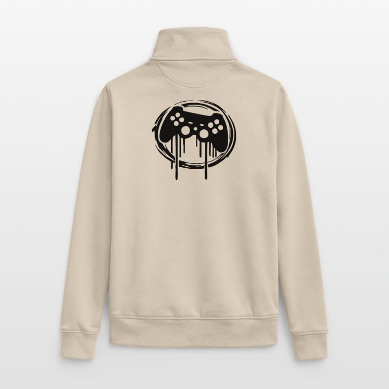 Gaming Controller Circle Pattern Unisex Organic Zip Sweatshirt by Stanley/Stella
