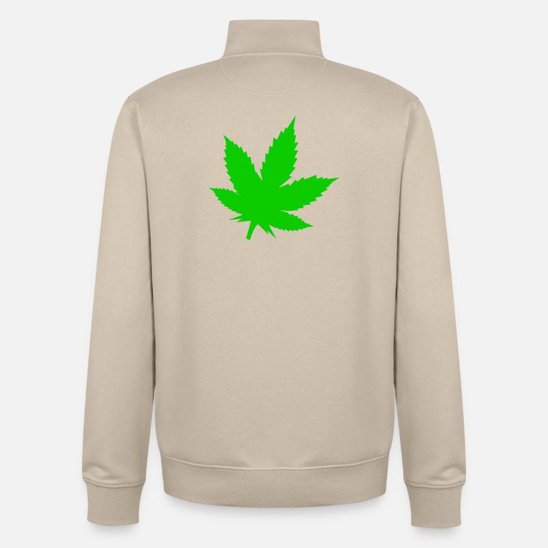 Motif de feuilles de cannabis vertes - Sweat zippé unisexe en coton bio Stanley/Stella - beige crème