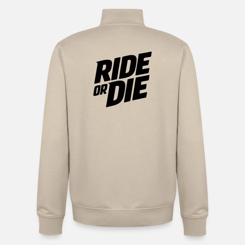 Rouler ou mourir - Sweat zippé unisexe en coton bio Stanley/Stella - beige crème