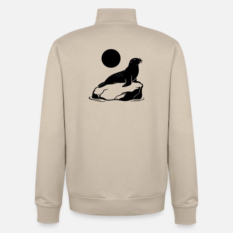 Phoque - Sweat zippé unisexe en coton bio Stanley/Stella - beige crème