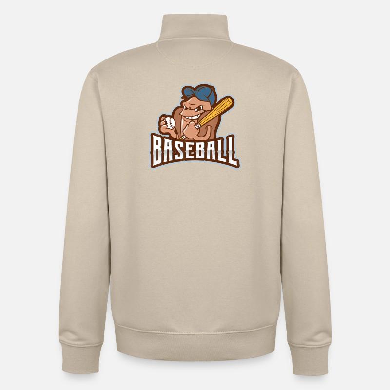 Mascotte de baseball batteur renégat - Sweat zippé unisexe en coton bio Stanley/Stella - beige crème