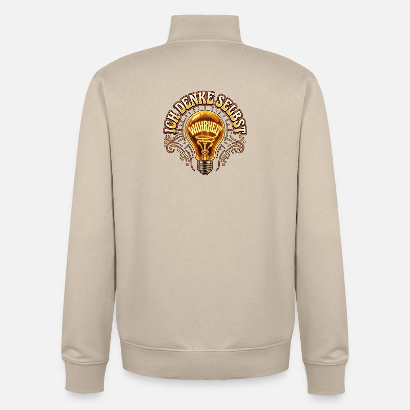 Je pense pour moi-même - Sweat zippé unisexe en coton bio Stanley/Stella - beige crème