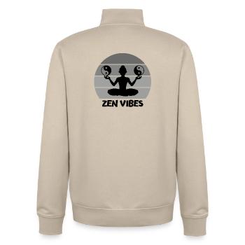 zen vibes, zen vibe, méditation - Sweat zippé unisexe en coton bio Stanley/Stella - beige crème - Dos - AI Model Male 185 dark (185cm)